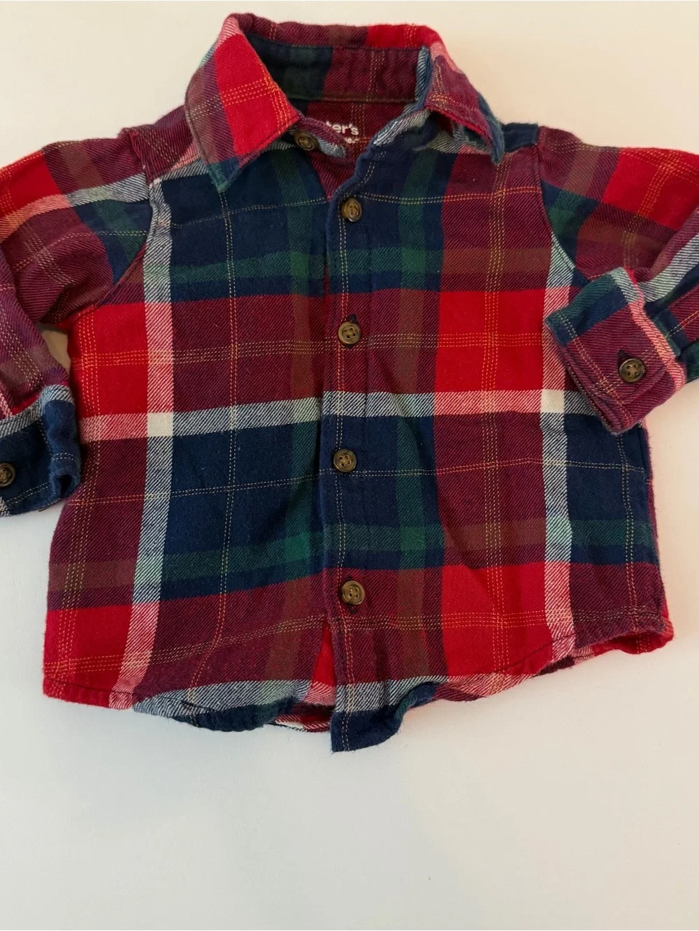 Carter’s Baby Boys Plaid Shirt & Navy Corduroy Overalls Outfit 0-3M